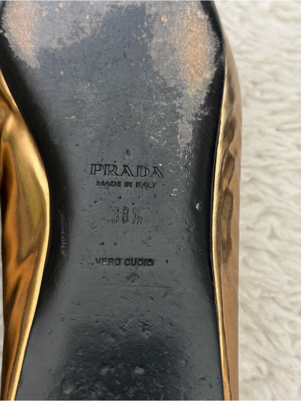 Prada Gold Metallic Embellished Jeweled Ballet Flats size EU 38.5  US 8 - Picture 12 of 12